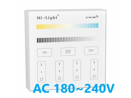 Mi Light CCT dual white slkeněný nástěnný stmívač ovladač na 230V