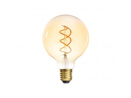 Industriální Vintage styl, Edison retro LED filament spirálové vlákno a jantarové kouřové sklo. Žárovka s velkým klasickým závitem E27, velká baňka 29644