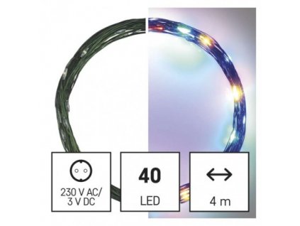 LED vánoční nano řetěz zelený, 4 m, venkovní i vnitřní, multicolor, časovač 230V D3AM01