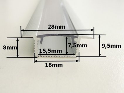Hliníkový profil vestavný V5 chladící lišta pro LED pásek standartní levná s krytem difuzorem rozměry TopLux Osvětlení Praha skladem