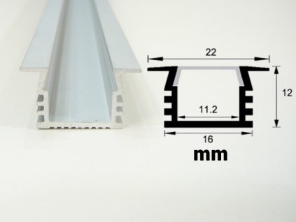 Hliníkový profil vestavný V6 chladící lišta pro LED pásek standartní levná s krytem difuzorem rozměry TopLux Osvětlení Praha skladem