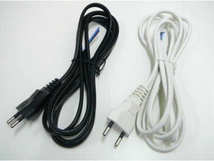 Dvojžilový napájecí kabel 2x0,75mm  Délka 2 metry se zástrčkou  Barva bílá nebo černá