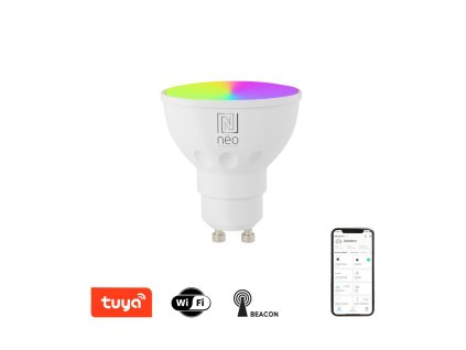 immax neo lite smart zarovka led gu10 6w rgb cct barevna a bila stmivatelna wifi beacon