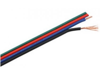 RGB kabel plochý 4x0,3mm Doporučené max. napětí 50V Max. zatížení 12V 72W, 24V 144W