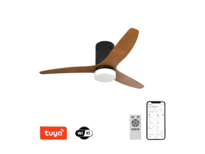 NEO, smart, větrák, ventilátor, Tuya, chytrá domácnost, ovladač, aplikace, LED,Immax,černé, tmavé dřevo, VENTO, stropní, přisazené, WiFi, CCT