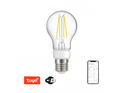 Smart chytrá  žárovka s LED filament čipy CCT - změna teploty barvy + stmívání na WIFI do aplikace TUYA, PHILIPS HUE, LIDL. Čirá ovladatelná retro žárovka.