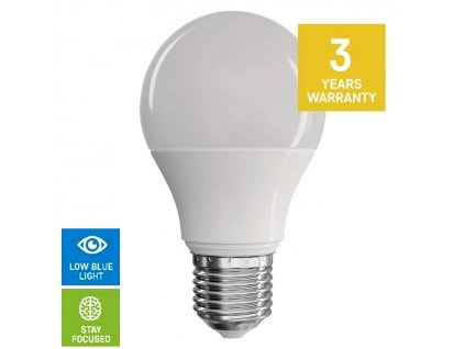 Zdravá LED žárovka EMOS TRUE 7,2W E27 4000K neutrální denní šetří oči minimalizuje modré světlo ECO biorytmus doporučená šetrná pro děti dospělé levná cena