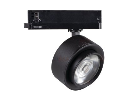Černé lištové kolejnicové svítidlo Kanlux BTL, vysoké CRI RA90, teplou bílou 3000K a výkonem 1800 lm. Náhrada za 140W halogen, s nastavitelným úhlem 15°-45°