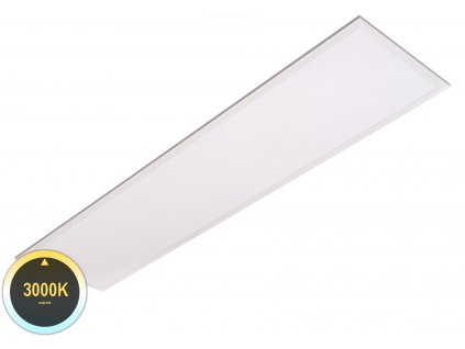 Obdelníkový LED panel BLP30120 102310. 30x120cm bílá barva rámu, 3000K teplá bílá, podlouhlé stropní  stmívatelné svítidlo do podhledu na lanka strop.