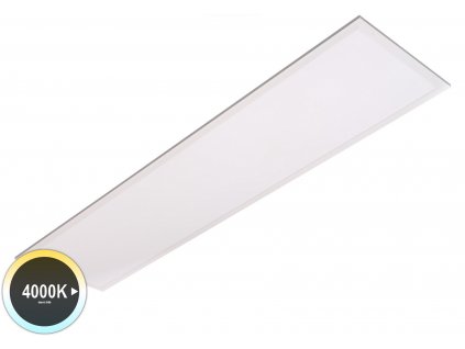 Obdelníkový LED panel BLP30120 102310. 30x120cm bílá barva rámu, 4000K denní bílá, podlouhlé stropní  stmívatelné svítidlo do podhledu na lanka strop.