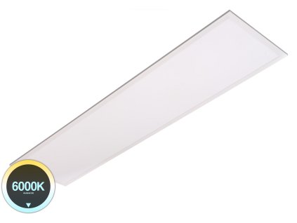Obdelníkový LED panel BLP30120 102312. 30x120cm bílá barva rámu, 6000K studená bílá, podlouhlé stropní  stmívatelné svítidlo do podhledu na lanka strop.