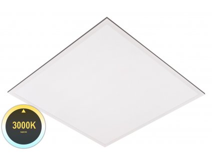 Čtvercový LED panel BLP6060 102301. 60x60cm bílá barva rámu, 3000K teplá bílá, hranaté stropní  stmívatelné svítidlo do podhledu na lanka strop.
