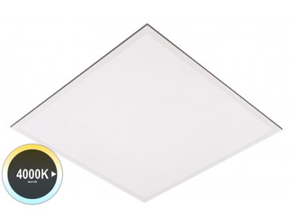 Čtvercový LED panel BLP6060 102302. 60x60cm bílá barva rámu, 4000K denní bílá, hranaté stropní  stmívatelné svítidlo do podhledu na lanka strop.