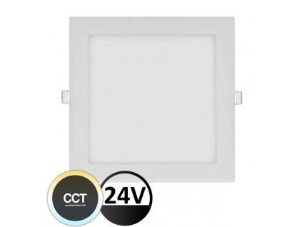 Podhledové vestavěné LED svítidlo 24V do sádrokartonu SDK stmívatelný LED panel CCT se změnou teploty bílé barvy světla na aplikaci a dálkové ovládání IP44.