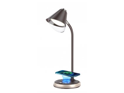 LED stolní lampička Immax FINCH s Qi nabíjením hnědá + zlaté prvky