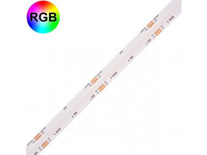 Flexibilní COB LED diodový pásek barevný RGB bez bodů na 24V, ohebný dle potřeby bez nutnosti profilu a krytu, podlepený kvalitní, skladem 840 diod na metr.