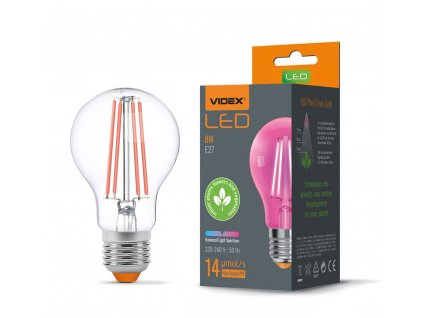 LED žárovka GROW 8W standardní závit E27 230V pro pěstování bylin rostlin konopí a trávy, speciální barva světla pro rychlý růst, do lampy s velkým závitem.
