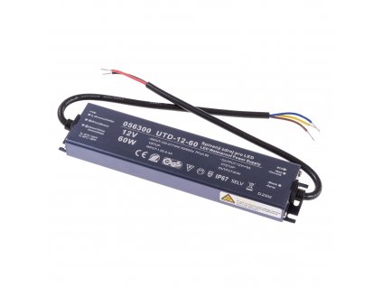 LED napájecí zdroj slim UTD 12V 60W 5A pro LED pásky - voděodolné trafo IP67 - Záruka 5let  056300