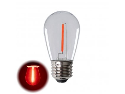 Barevná plastová malá LED žárovka E27 pro venkovní použití i pro světelné girlandy - řetězy. Malé světelné vlákno s malou spotřebou - dekorativní osvětlení.