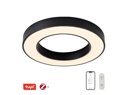 Chytré kruhové stropní LED svítidlo IMMAX NEO PASTEL 07209L 52W průměr 60cm černé. Designový přisazený lustr kulatý do aplikace iOs Android do mobilu tablet