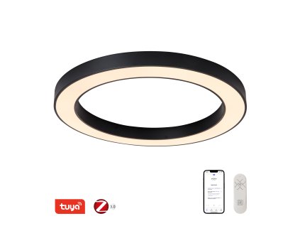 Chytré kruhové stropní LED svítidlo IMMAX NEO PASTEL 07213L 68W průměr 95m černé.Designový přisazený lustr kulatý do aplikace iOs Android do mobilu tablet