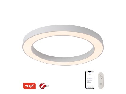 Chytré kruhové stropní LED svítidlo IMMAX NEO PASTEL 07213L 68W průměr 95m bílé.Designový přisazený lustr kulatý do aplikace iOs Android do mobilu tablet