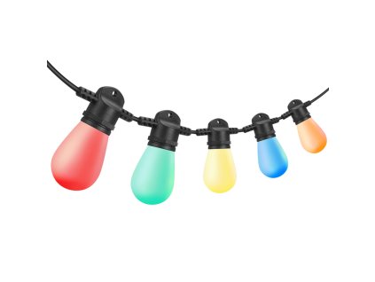 Venkovní zavěšené žárovky girlanda s RGB barevnými žárovkami, ovládání přes aplikaci TUYA, smart life. Možnost nastavení časovače, hudební režim a biorytmus