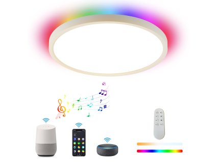 Smart WIFI svítidlo TUDO 65W bílé kulaté s RGB podsvícením 60cm + dálkové ovládání Immax NEO Beacon