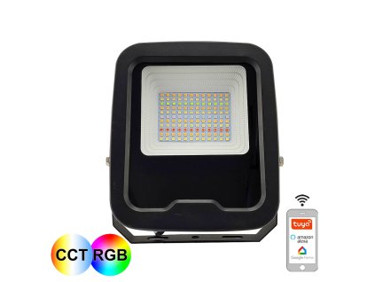 Chytrý LED reflektor WIFI na aplikaci s automatizací, barevnými RGB + CCT bílými diodami. Přímé zapojení na 230V bez nutnosti dalších ovládacích prvků.