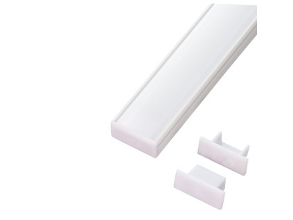 Bílá koncovka hliníkového nástěnného profilu N8W pro LED pásek plná s otvorem TopLux Osvětlení Praha Sokolovská