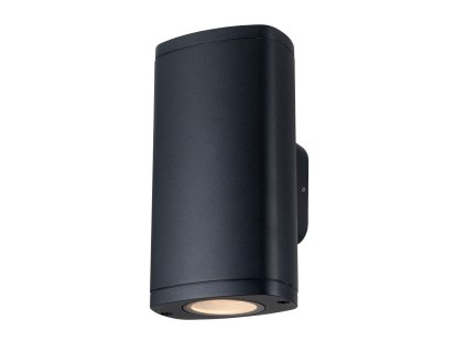 Obostranné fasádní nástěnné černé svítidlo pro dvě výměnné LED žárovky GU10 venkovní IP54 na déšť