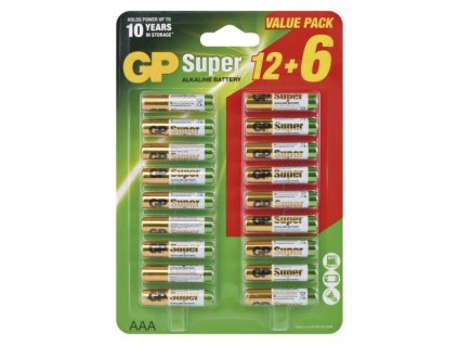 GP SADA 18ks alkalické baterie SUPER AAA (LR03)