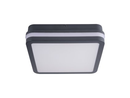 LED nástěnné venkovní Hranaté stropní svítidlo Kanlux BENO, šedé antracit, nastavitelný výkon 12–18W, přepínání barvy světla, krytí IP65