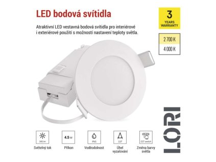 LED stropní bodovka ZV1163 do podhledu sádrokartonu, krytí IP65
