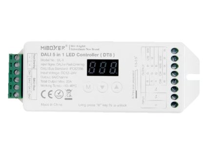 MiBoxer DL-X DALI 5-in-1 LED ovladač DT8 – pohled zepředu s displejem