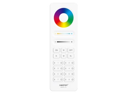 MiBoxer C8 černý – 8zónový dálkový ovladač RGB+CCT. Ovládání barev, teploty bílé i stmívání přes 2,4GHz RF. Elegantní design a snadné párování