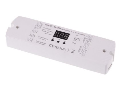 dimLED SL-D SPI – ovladač pro digitální LED pásky, 5–24 V DC, 15 A, výstup 2× SPI, PIR a světelný senzor