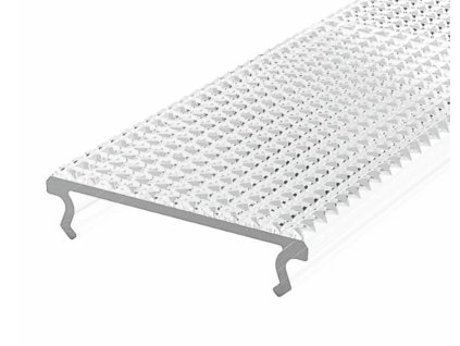 UGR prizmatický čelní difuzor s regukcí oslnění pro velké závěsné i přisazené hliníkové profily, pro výrobu svítidel s LED pásky