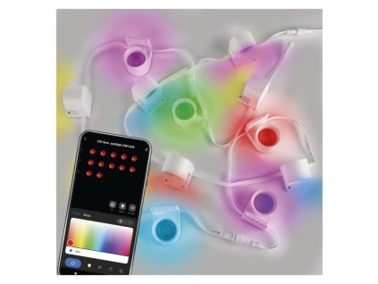 GoSmart LED bodové svítidlo – řetěz 255 cm, 12 dílů, 7 W, RGBIC+CCT, stmívatelné, WiFi