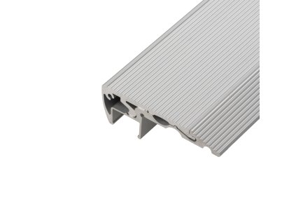 Stříbrný schodišťový LED profil ST2 z hliníku pro montáž na hranu schodu, eloxovaný povrch