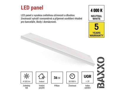Přisazený LED panel EMOS BAXXO 36W UGR < 19