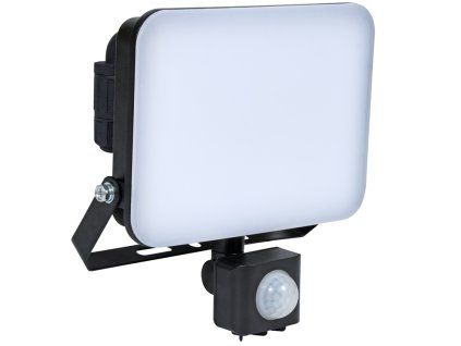 LED reflektor 30W PIR černý IP65 – přední pohled svítidla se senzorem