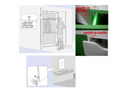LED spínač skříňový a mávnutím 2v1 pro led pásky do nábytku