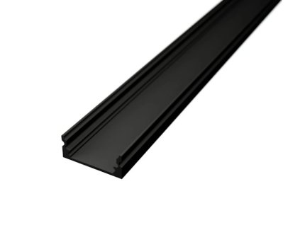 Černý hliníkový LED profil SURFACE 1 PRO – elegantní a odolné řešení pro přisazenou montáž LED pásků v interiéru i komerčních prostorách, ideální pro moderní design