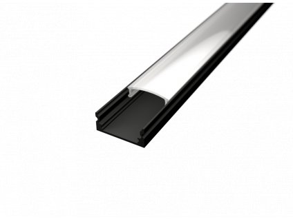 TopLux-1 černý nástěnný hlinílový profil s mléčným nebo čirým krytem ALU chladící lišta černé barvy