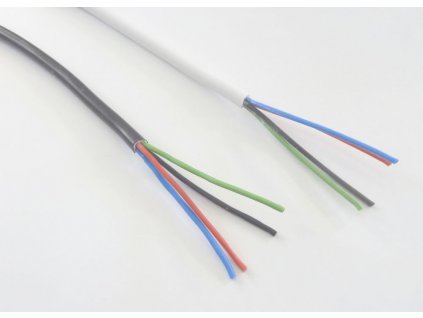 RGB kabel kulatý 4x0,5mm Doporučené max. napětí 50V Max. zatížení 12V 288W, 24V 576W
