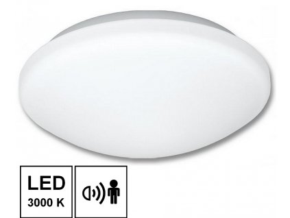 LED stropní a nástěnné svítidlo ECOLITE VICTOR 18W se senzorem 3000K s krytím IP44 do koupelny, chodby, fasády domu, panelové domy tradiční ze skla a kovu.