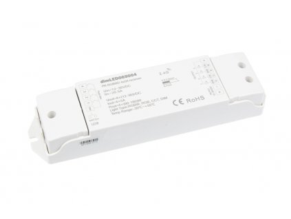 RF přijímač stmívač LED 4x5 A 12-36 V DC, maximální zatížení při 12 V 240 W; při 24 V 480 W, pro RGBW ovladače dimLED, rozměry 175 x 45 x 27 mm