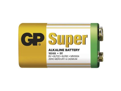 GP Super 6LF22 alkalická baterie 9V, B1351 Alkalická baterie 6LF22 Rozměry 26,5 × 17,5 × 48,5 mm Cena uvedena za kus Pro energeticky nenáročná zařízení