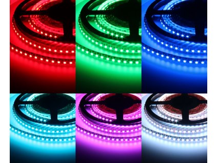 RGB - barevný LED pásek vnitřní záruka 3 roky 12V 24W 120LED/metr dlouhá životnost vysoká kvalita a svítivost bez úbytků svítivosti. Cena 269 Kč/m. TopLux Osvětlení Praha